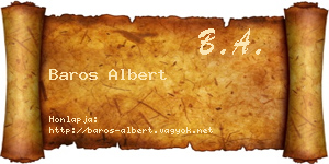 Baros Albert névjegykártya