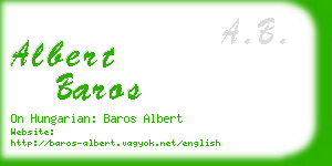 albert baros business card